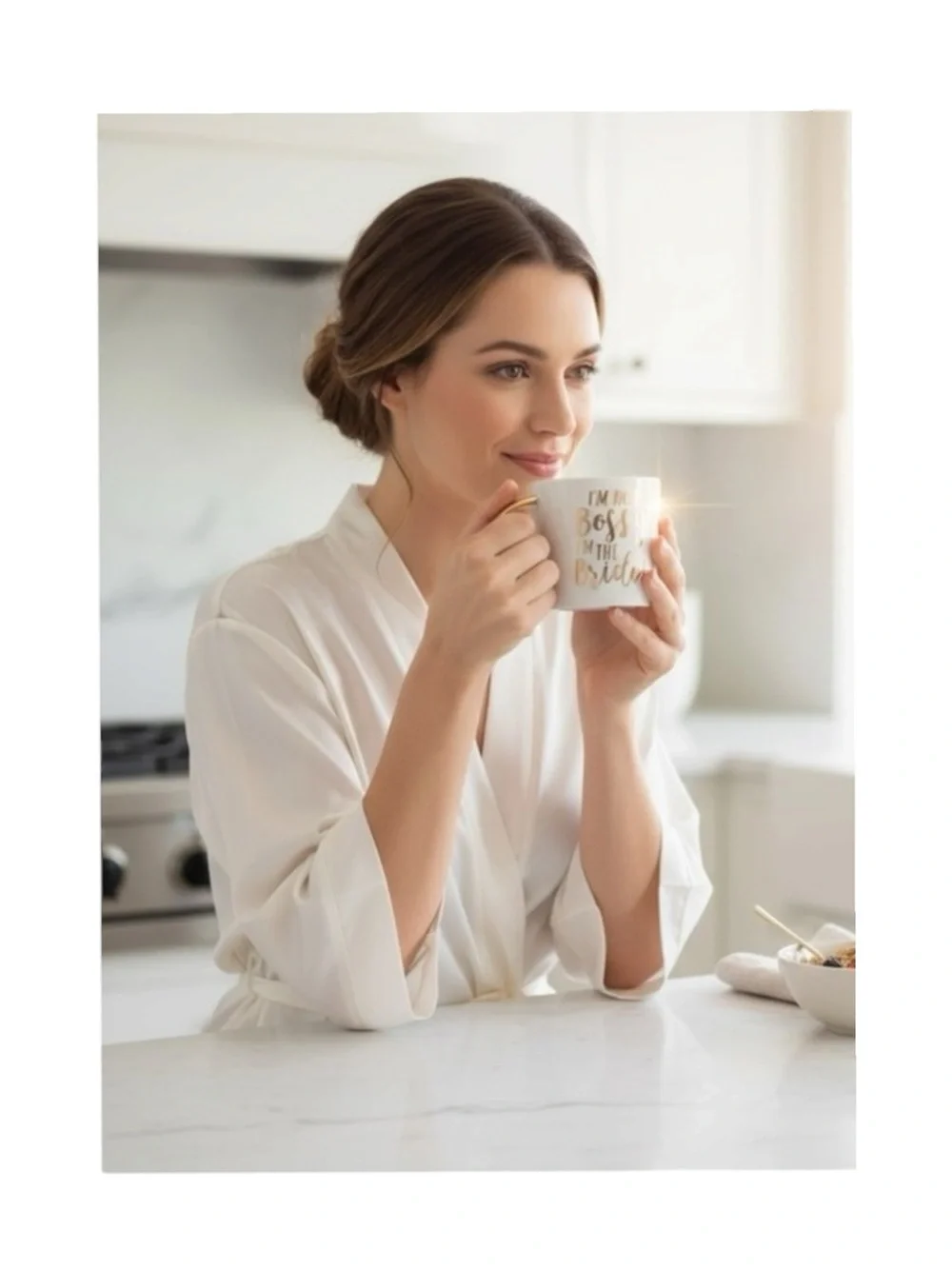 new Bride Boss Coffee Mug ✶ Gold Foil Script Lettering ✶ Ceramic White ✶ Wedding